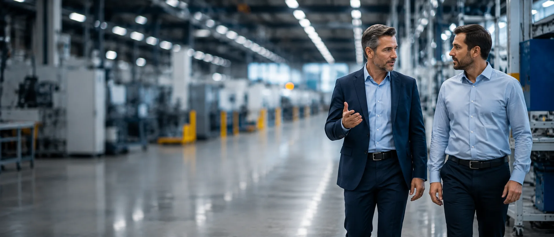 Triple Helix executive on a modern manufacturing facility floor