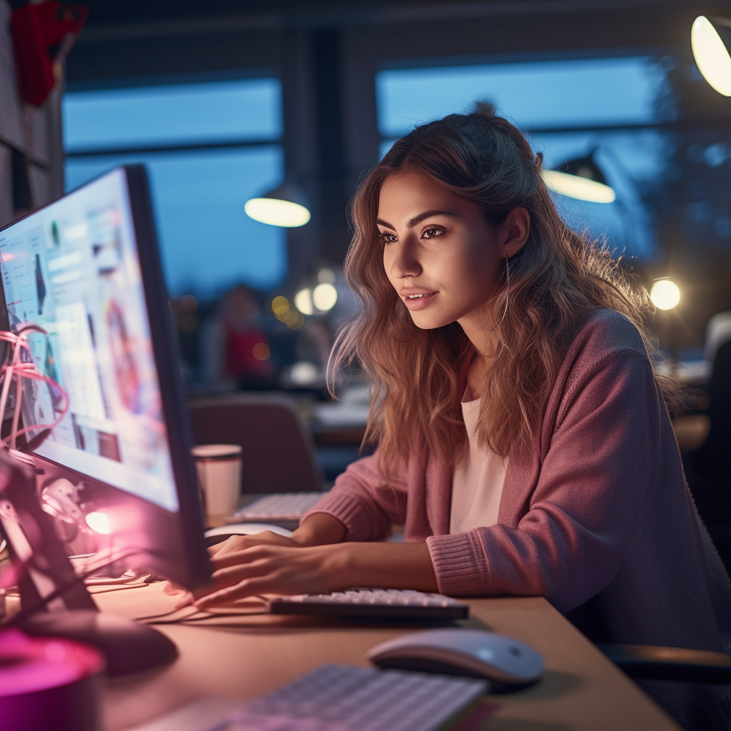 HighCaliberDMS_female_developer_working_at_brightly_lit_desk_in_78c7b730-b92c-4d76-b4ed-270f5f019087 Web Design Easter Eggs: Exploring Hidden Gems and Secret Features on Famous Websites